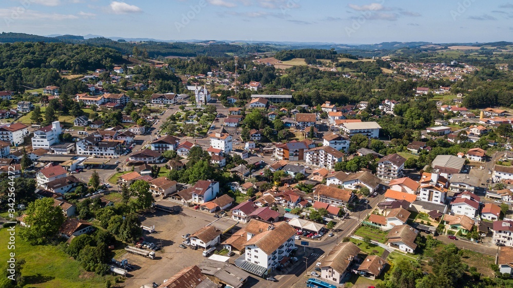 Treze Tílias - SC. Aerial view of Treze Tílias city - Santa Catarina - Brazil