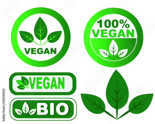 green natural logo. healthy food sign. 100% organic label. organic design template. ecological farming label set. 