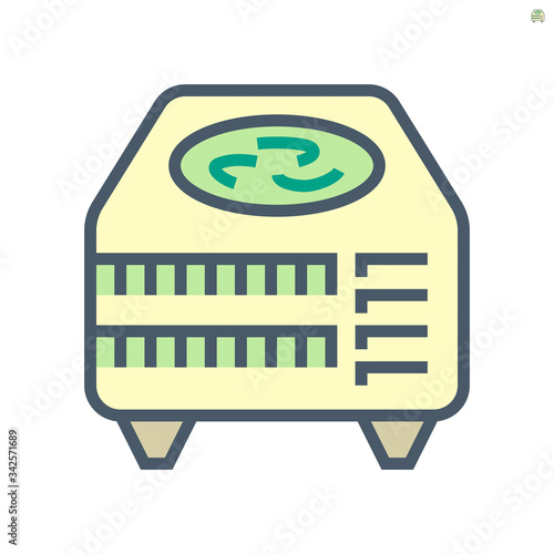 Air compressor part of air conditioner system vector icon design, 64x64 pixel perfect and editable stroke.