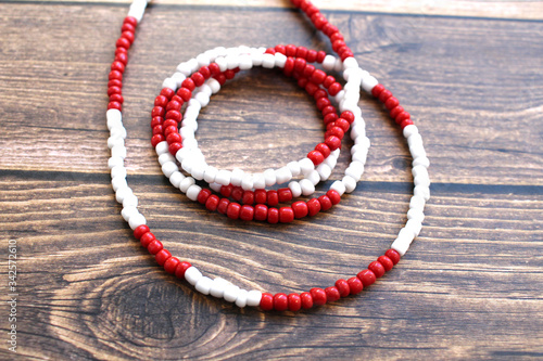 Red White African Waist Beads