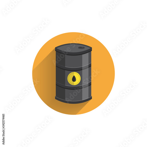 Oil drum container. barrel colorful flat icon with shadow. pollution icon