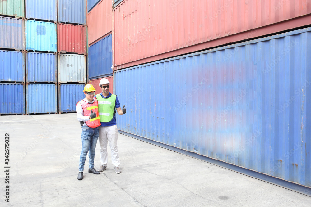 custom made wallpaper toronto digitalEngineering team working and they are loading container for support logistics and import export business