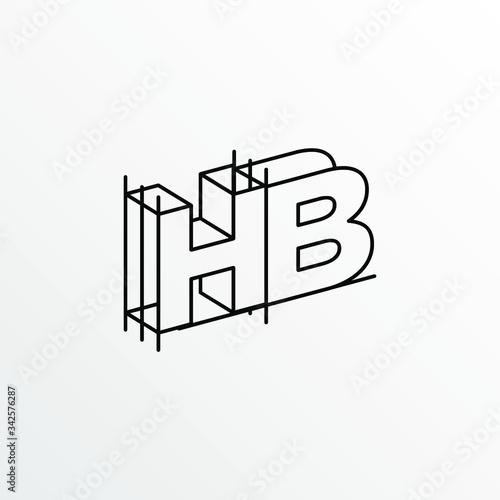 Initial Letter HB with Architecture Graphic Logo Design