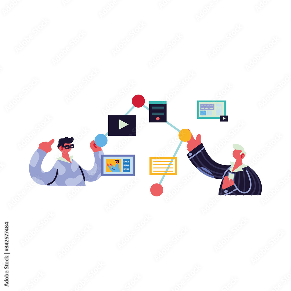 men working and learning online. men working and learning online.