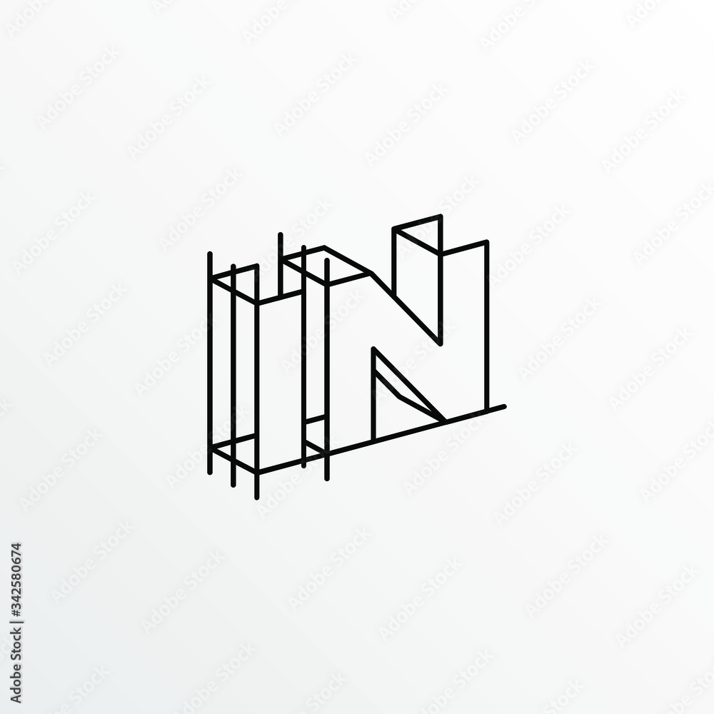 Initial Letter IN with Architecture Graphic Logo Design Initial Letter IN with Architecture Graphic Logo Design