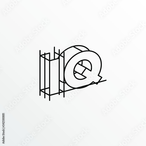 Initial Letter IQ with Architecture Graphic Logo Design