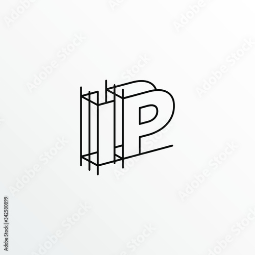 Initial Letter IP with Architecture Graphic Logo Design
