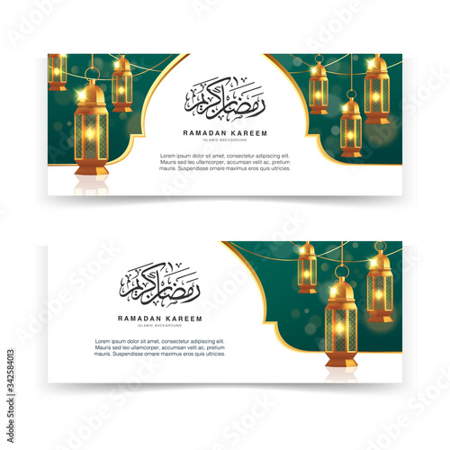 Set of Ramadan Kareem Vector Illustration Background Template Banner Design. Eid mubarak, Islamic banner, poster, web, flyer,illustration, brochure