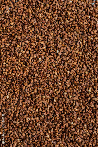 not boiled buckwheat scattered from a close angle