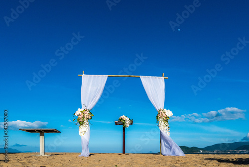 Wedding setup on beach, Nha Trang, Vietnam. photo