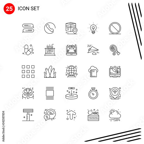 25 Creative Icons Modern Signs and Symbols of cancel, inspirating, pin, insight, glow photo