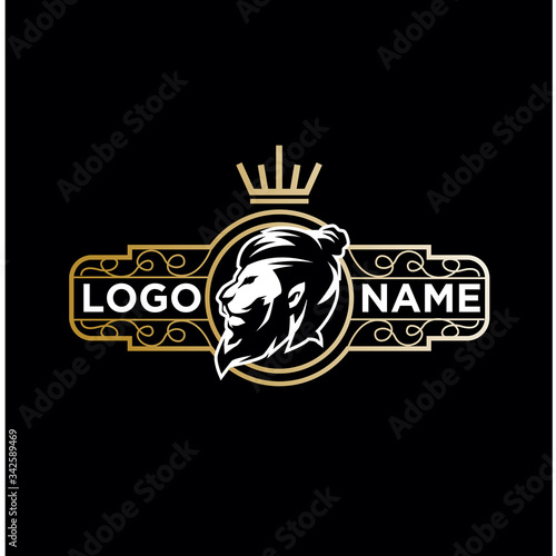 barber shop, lion, mascot vintage logo. retro template design 