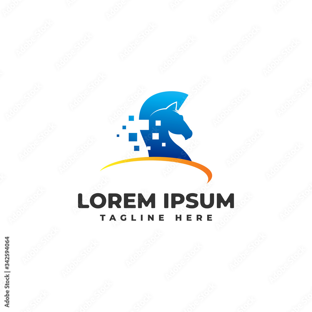 Digital Strategy with Chess Knight Logo Vector Icon Illustration Digital Strategy with Chess Knight Logo Vector Icon Illustration
