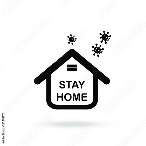 Stay at home and heart icon. Self-isolation  quarantine and stay-at-home. Line vector. Isolate on white background.