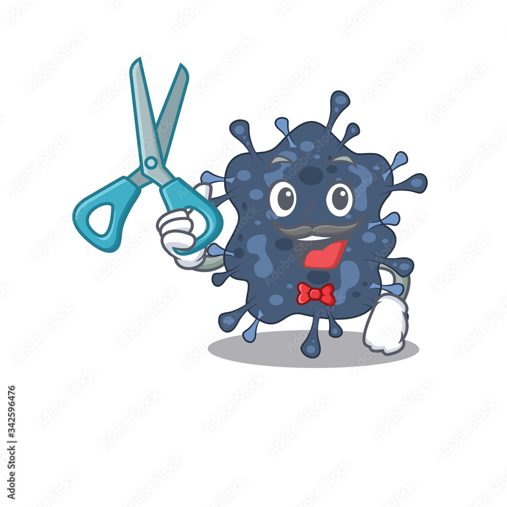 Sporty bacteria neisseria cartoon character design with barber Sporty bacteria neisseria cartoon character design with barber