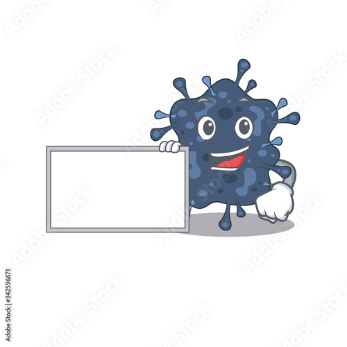Bacteria neisseria cartoon character design style with board