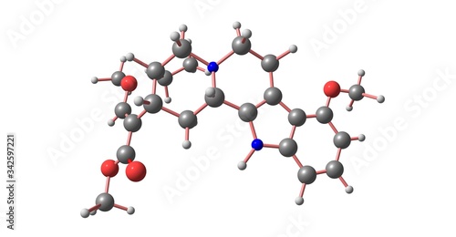 Fényképezés Mitragynine molecular structure isolated on white