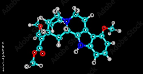 Mitragynine molecular structure isolated on black