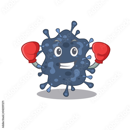 A sporty boxing athlete mascot design of bacteria neisseria with red boxing gloves