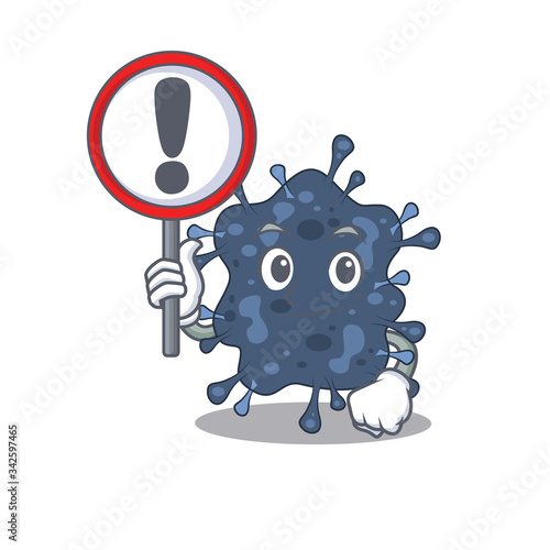 An icon of bacteria neisseria cartoon design style with a sign board