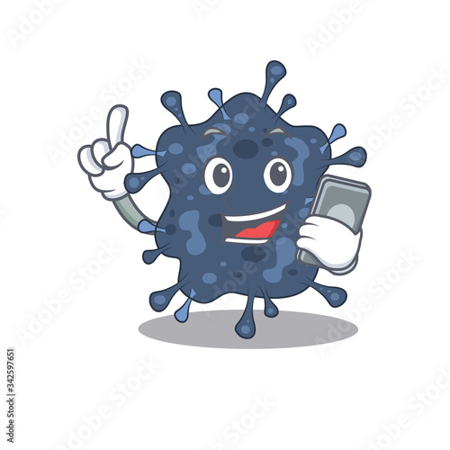 Bacteria neisseria cartoon character speaking on phone