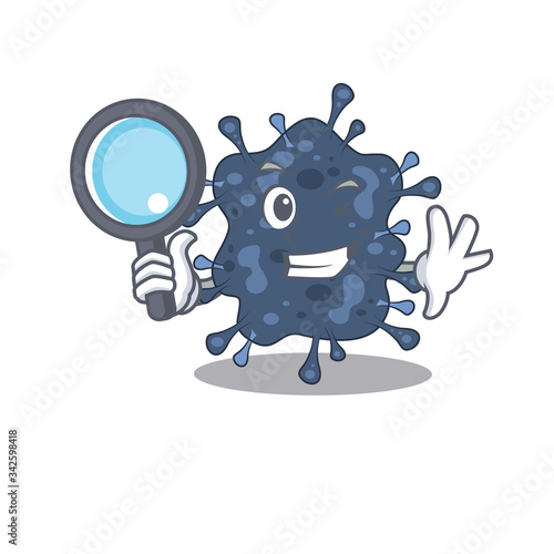 Smart Detective of bacteria neisseria mascot design style with tools