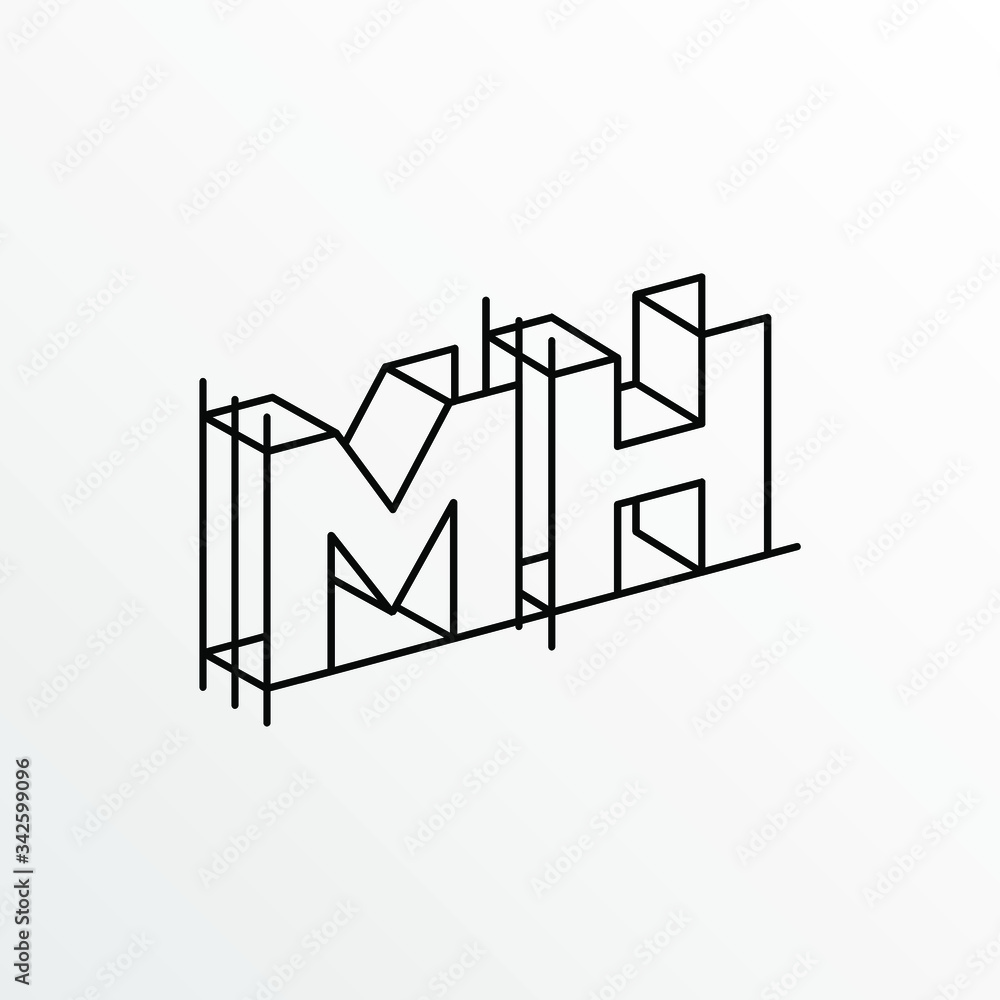 Fototapeta premium Initial Letter MH with Architecture Graphic Logo Design