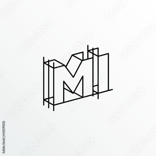Initial Letter MI with Architecture Graphic Logo Design
