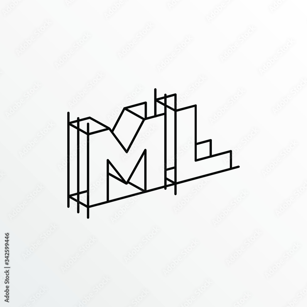 Initial Letter ML with Architecture Graphic Logo Design Initial Letter ML with Architecture Graphic Logo Design