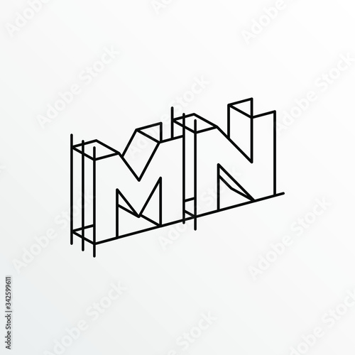 Initial Letter MN with Architecture Graphic Logo Design