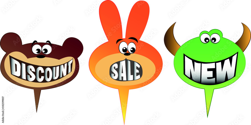 Fototapeta premium Selling labels and bubbles Vector illustration. Super Sale, this weekend special offer banner. Discount