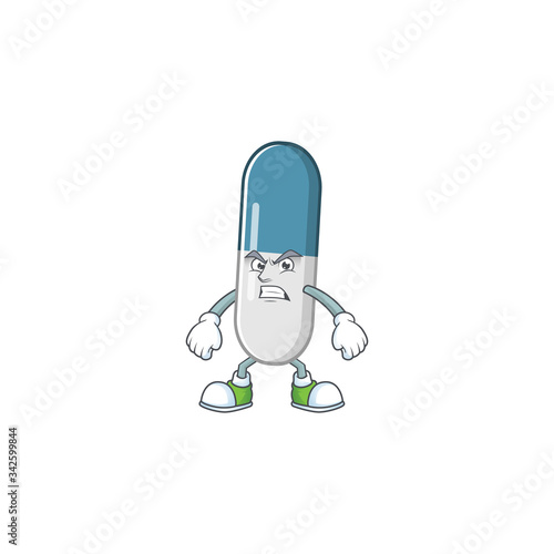 Mascot design style of vitamin pills with angry face