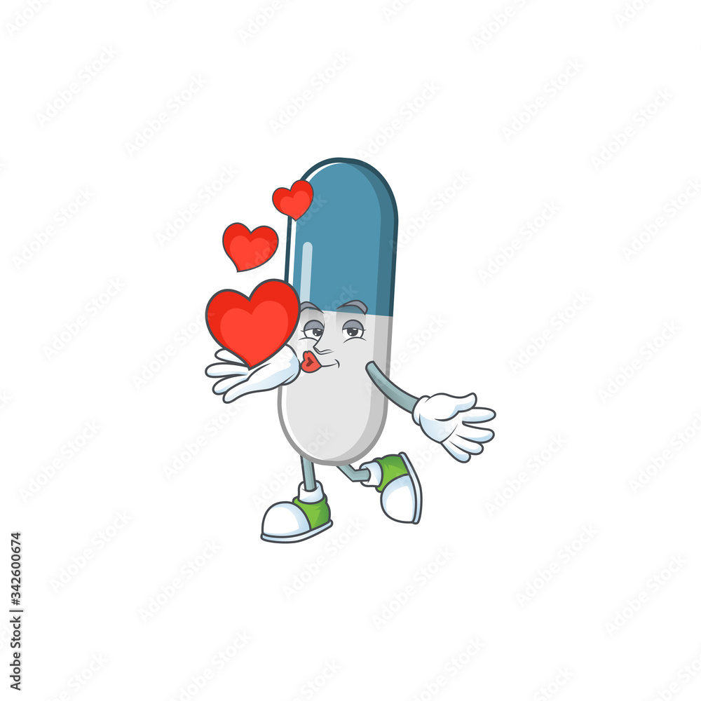 An adorable cartoon design of vitamin pills holding heart