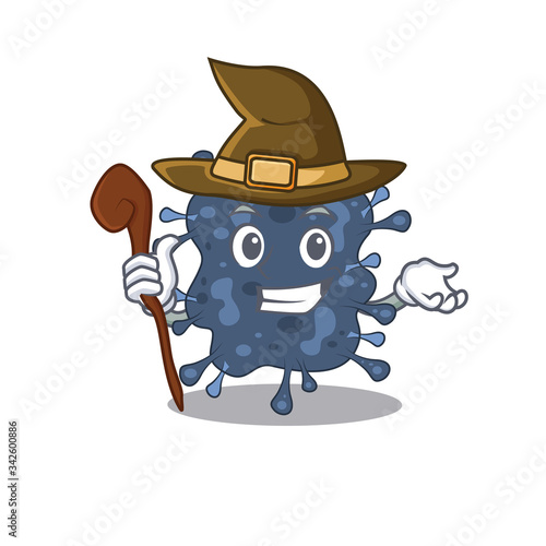Bacteria neisseria sneaky and tricky witch cartoon character