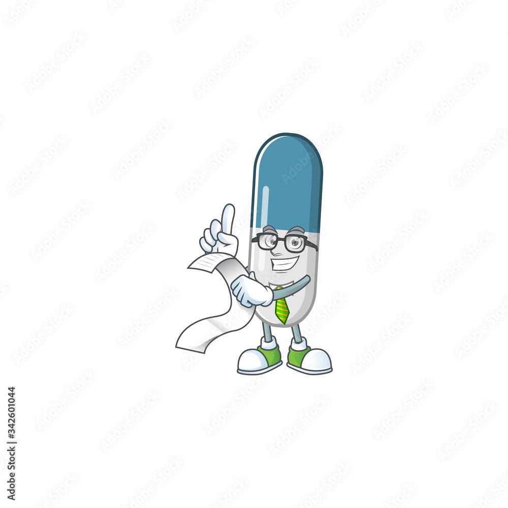 Mascot cartoon concept of vitamin pills with menu list Mascot cartoon concept of vitamin pills with menu list