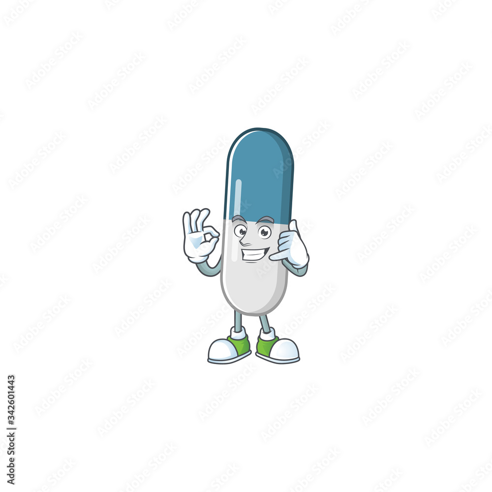 Vitamin pills mascot cartoon design make a call gesture Vitamin pills mascot cartoon design make a call gesture