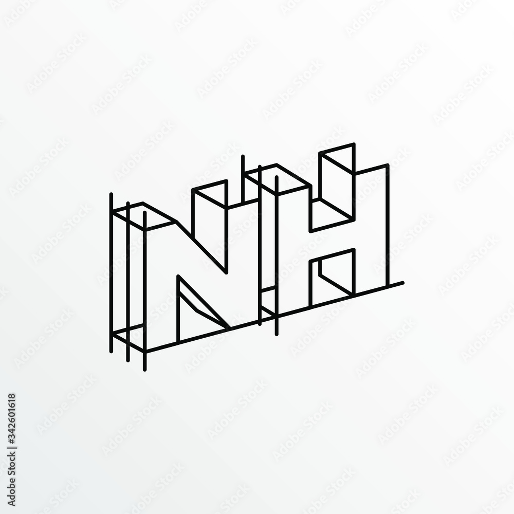 Initial Letter NH with Architecture Graphic Logo Design Initial Letter NH with Architecture Graphic Logo Design