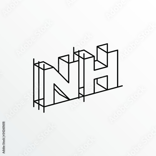 Initial Letter NH with Architecture Graphic Logo Design