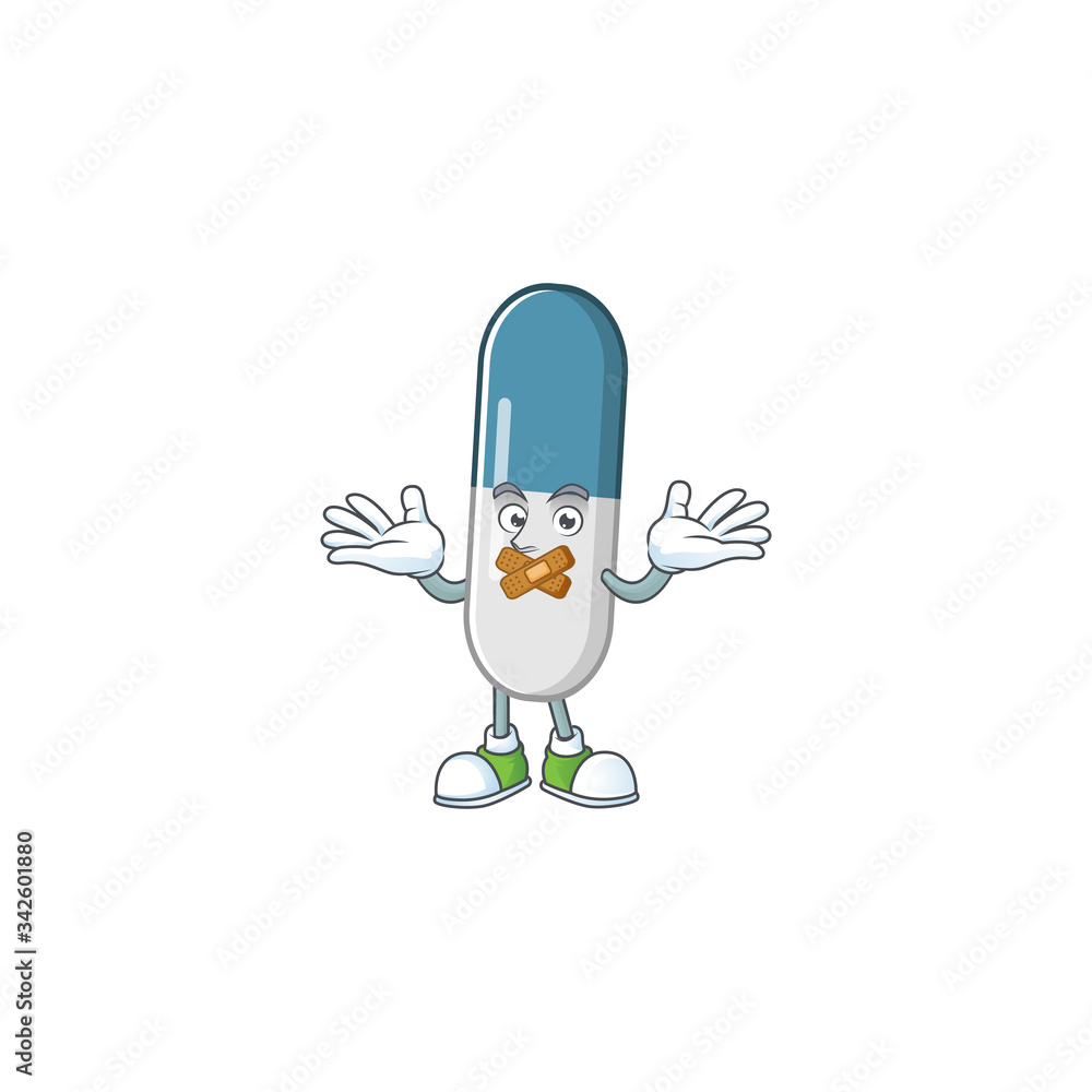 Vitamin pills mascot cartoon design with quiet finger gesture