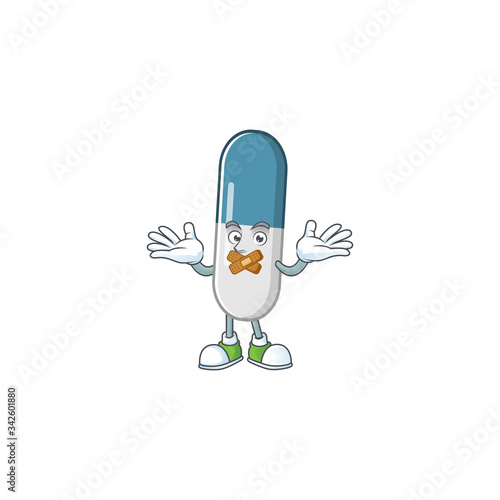 Vitamin pills mascot cartoon design with quiet finger gesture