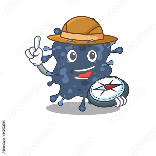 mascot design concept of bacteria neisseria explorer with a compass