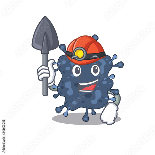 Bacteria neisseria miner cartoon design concept with tool and helmet