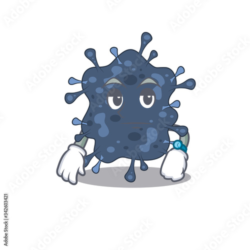 Mascot design of bacteria neisseria showing waiting gesture