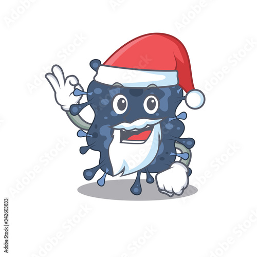 Bacteria neisseria Santa cartoon character with cute ok finger