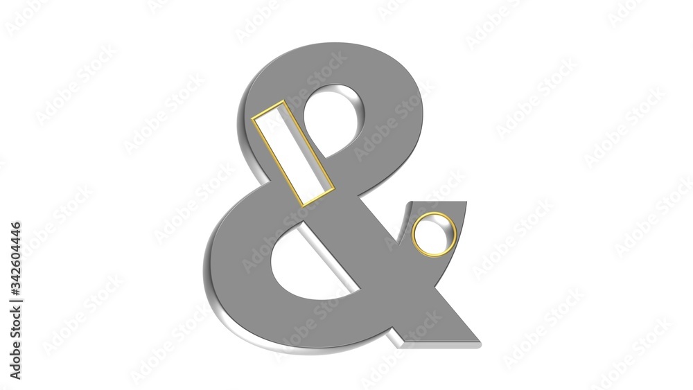 GRAY 3D SPECIAL MARK WITH GOLDEN FRAME ON HOLES : & Ampersand GRAY 3D SPECIAL MARK WITH GOLDEN FRAME ON HOLES : & Ampersand