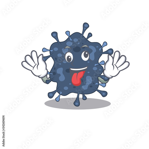 A cartoon design of bacteria neisseria having a crazy face