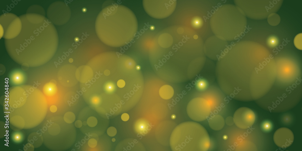 Obraz premium Abstract green background with bokeh. Vector illustration