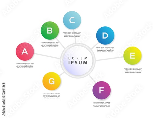 Vector info graphics timeline design template with 3d paper label can be used for workflow with 7 options