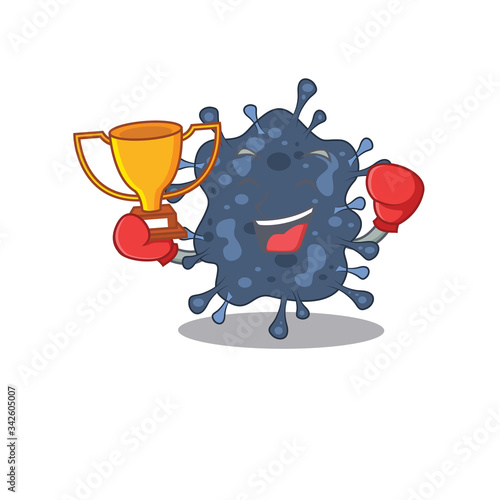 An elegant boxing winner of bacteria neisseria mascot design style