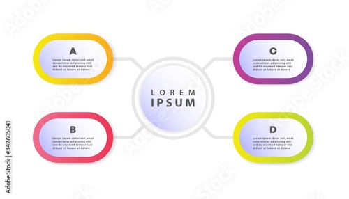 Vector infographics timeline design template with 3d paper label can be used for workflow with 4 options